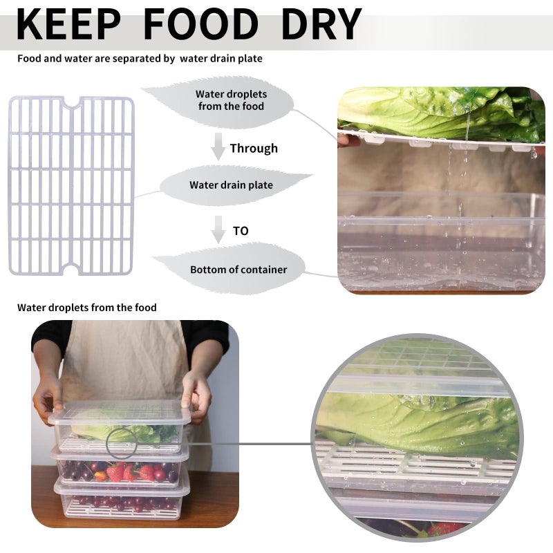 77L Food Storage Container, (3-Pack) Plastic Food Containers with Removable Drain Plate and Lid, Stackable Portable Freezer Storage Containers - Tray to Keep Fruits, Vegetables, Meat and More - Image 2